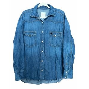 TWP OG SUPERSIZED RANCHERS SHIRT DARK WASH WOMEN'S SIZE M/L